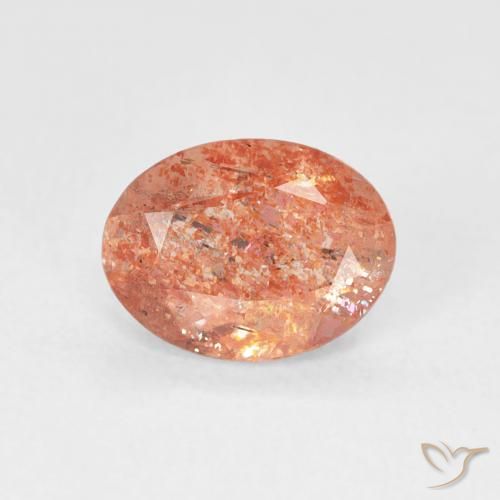 1.14ct 天然 柚子橙 日光石, 椭圆形, 半透明
