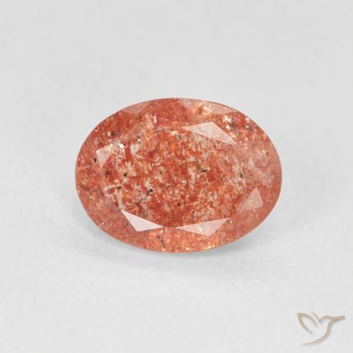 0.99ct 天然 柚子橙 日光石, 椭圆形, 半透明