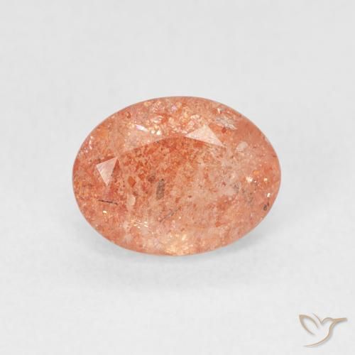 1.40ct 天然 柚子橙 日光石, 椭圆形, 半透明