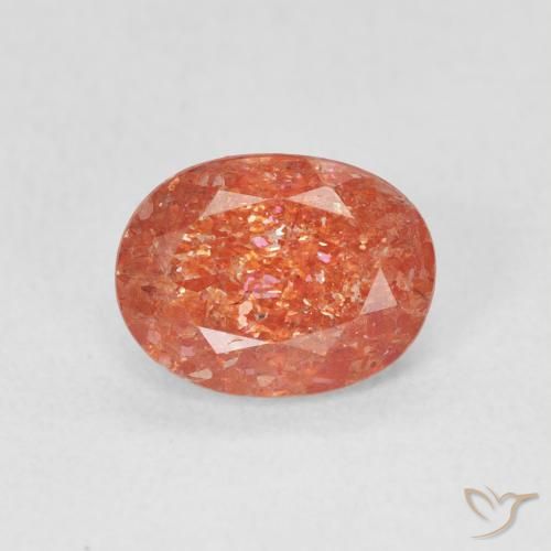 1.12ct 天然 柚子橙 日光石, 椭圆形, 半透明