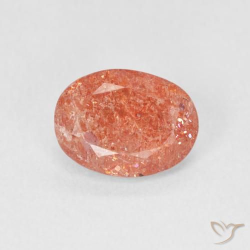 1.05ct 天然 红橙色 日光石, 椭圆形, 半透明