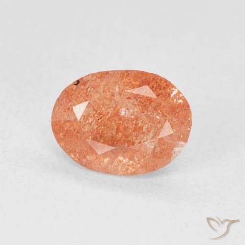 1.20ct 天然 红橙色 日光石, 椭圆形, 半透明