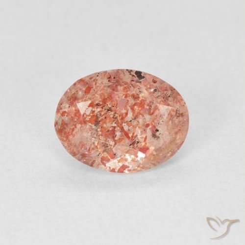 0.96ct 天然 柚子橙 日光石, 椭圆形, 半透明