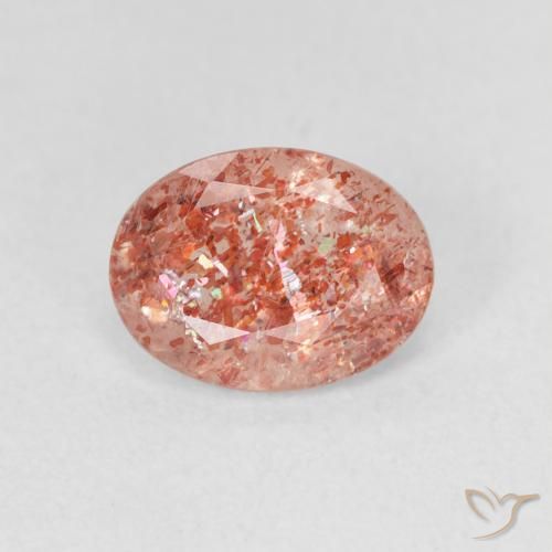 1.06ct 天然 姜橙 日光石, 椭圆形, 半透明