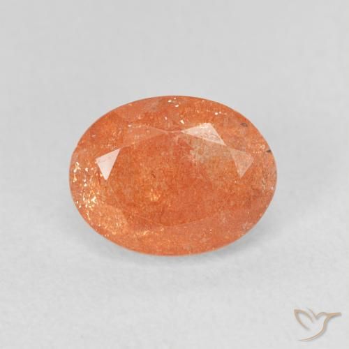 1.44ct 天然 深橙色 日光石, 椭圆形, 半透明