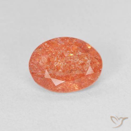 1.04ct 天然 亮橙色 日光石, 椭圆形, 半透明