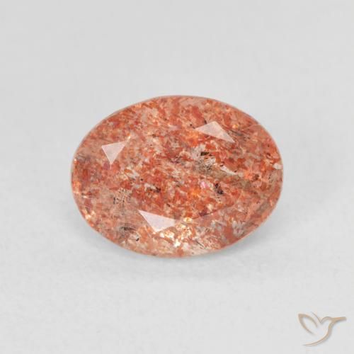 1.31ct 天然 红橙色 日光石, 椭圆形, 半透明
