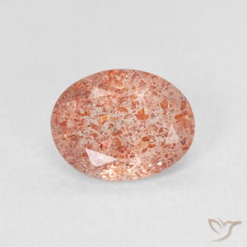 1.13ct 天然 红橙色 日光石, 椭圆形, 半透明