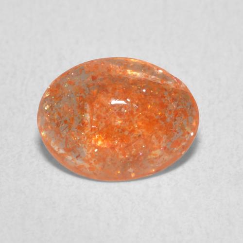 1.11ct 天然 深橙色 日光石, 椭圆形, 半透明