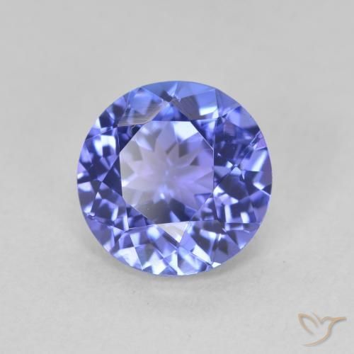 2.17ct 天然 深紫蓝色 坦桑黝帘石, 圆形的, VVS