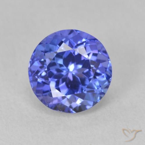 1.73ct 天然 深紫蓝色 坦桑黝帘石, 圆形的, VVS