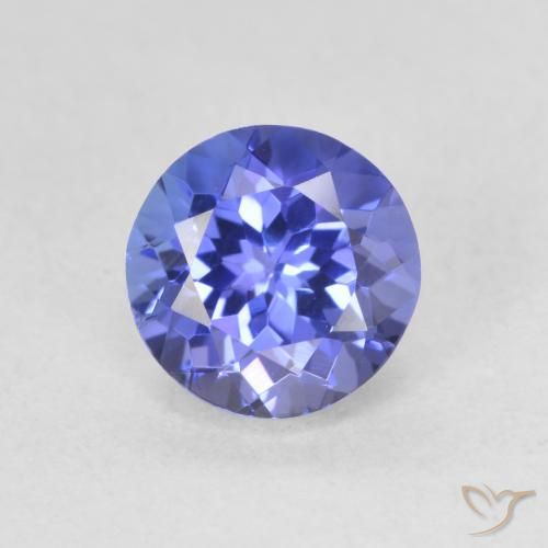 1.42ct 天然 深紫蓝色 坦桑黝帘石, 圆形的, VVS
