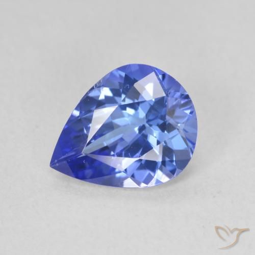 1.64ct 天然 深紫蓝色 坦桑黝帘石, 梨形, VVS