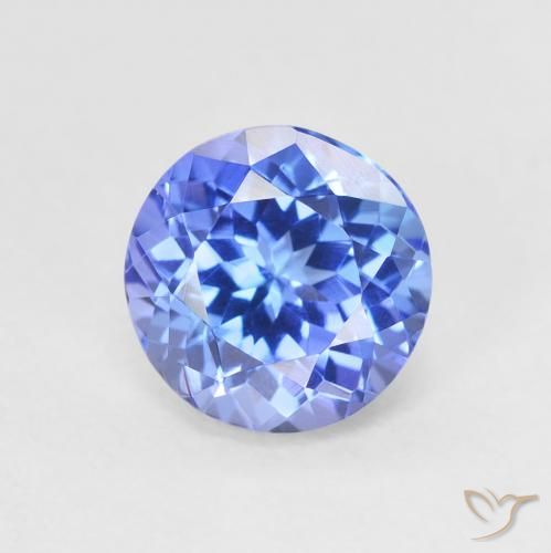 1.65ct 天然 深紫蓝色 坦桑黝帘石, 圆形的, VVS
