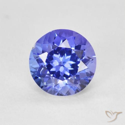 1.56ct 天然 深紫蓝色 坦桑黝帘石, 圆形的, VVS-VS