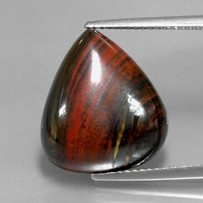 13.07克拉天然多色Tiger's Eye Matrix，梨形，16.8×14.9毫米，不透明