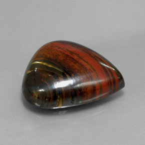 13.07克拉天然多色Tiger's Eye Matrix，梨形，16.8×14.9毫米，不透明