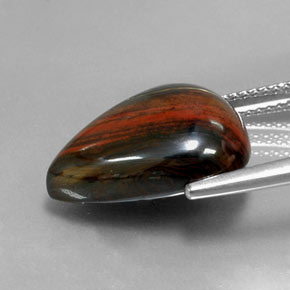 13.07克拉天然多色Tiger's Eye Matrix，梨形，16.8×14.9毫米，不透明