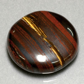 31.63克拉天然多色Tiger's Eye Matrix，圆形切割，21.34毫米，不透明