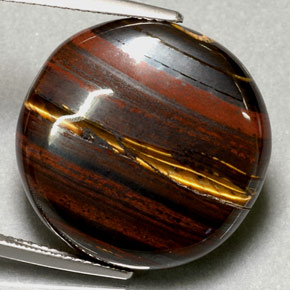 31.63克拉天然多色Tiger's Eye Matrix，圆形切割，21.34毫米，不透明