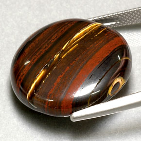 31.63克拉天然多色Tiger's Eye Matrix，圆形切割，21.34毫米，不透明