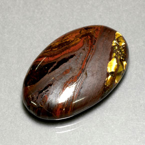 35.49克拉天然多色Tiger's Eye Matrix，椭圆形切割，29×18.6毫米，不透明