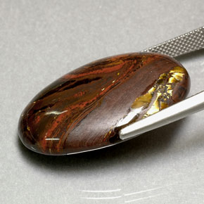 35.49克拉天然多色Tiger's Eye Matrix，椭圆形切割，29×18.6毫米，不透明