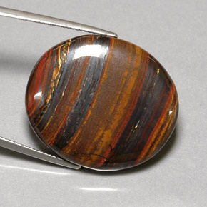 53.09克拉天然多色Tiger's Eye Matrix，椭圆形切割，31×26.7毫米，不透明