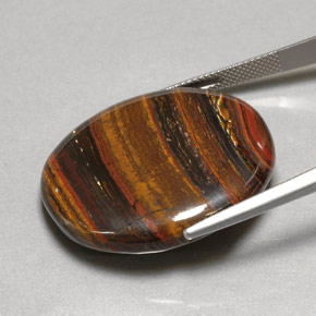 53.09克拉天然多色Tiger's Eye Matrix，椭圆形切割，31×26.7毫米，不透明