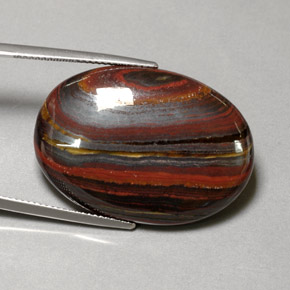 45.58克拉天然多色Tiger's Eye Matrix，椭圆形切割，30.9×21.6毫米，不透明