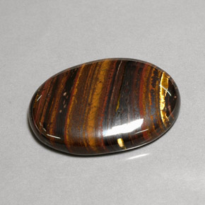 43.53克拉天然多色Tiger's Eye Matrix，椭圆形切割，31×22.3毫米，不透明