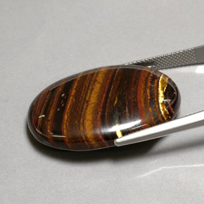 43.53克拉天然多色Tiger's Eye Matrix，椭圆形切割，31×22.3毫米，不透明