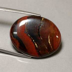 41.60克拉天然多色Tiger's Eye Matrix，椭圆形切割，28.7×22.7毫米，不透明