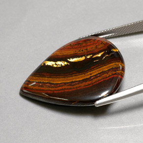 37.44克拉天然多色Tiger's Eye Matrix，梨形，31×26.9毫米，不透明