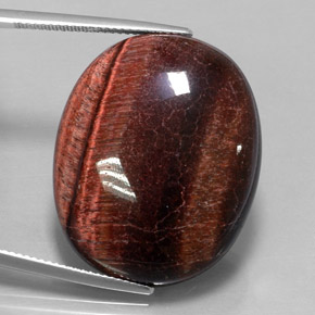 40.06克拉天然多色Tiger's Eye Matrix，椭圆形切割，28.3×23.4毫米，不透明
