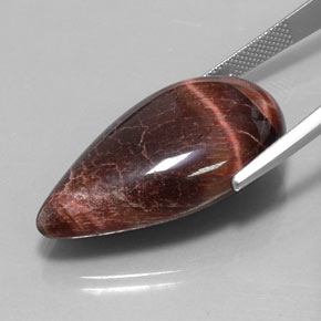 33.34克拉天然多色Tiger's Eye Matrix，梨形，31.5×17.7毫米，不透明