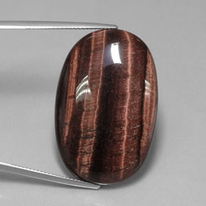 42.21克拉天然多色Tiger's Eye Matrix，椭圆形切割，34.3×22.7毫米，不透明