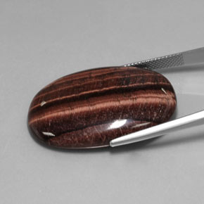 42.21克拉天然多色Tiger's Eye Matrix，椭圆形切割，34.3×22.7毫米，不透明