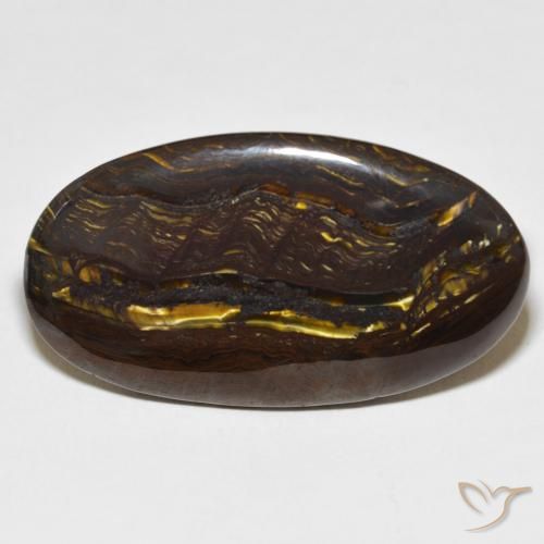 27.69ct 天然 彩色 虎眼石矩阵, 椭圆形, 不透明