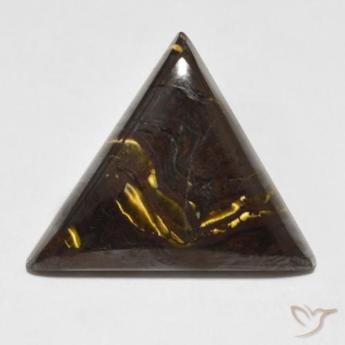 21.22ct 天然 彩色 虎眼石矩阵, 胖三角形, 不透明