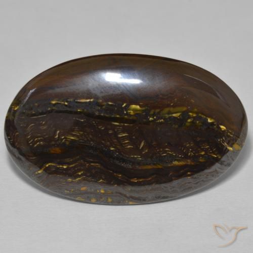 44.07ct 天然 彩色 虎眼石矩阵, 椭圆形, 不透明