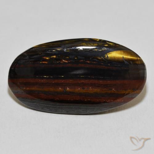 23.48ct 天然 彩色 虎眼石矩阵, 椭圆形, 不透明