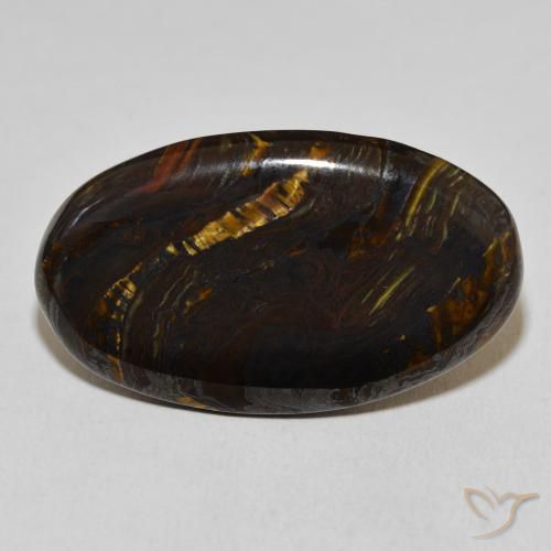 27.18ct 天然 彩色 虎眼石矩阵, 椭圆形, 不透明