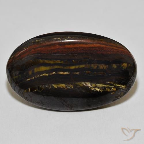49.72ct 天然 彩色 虎眼石矩阵, 椭圆形, 不透明