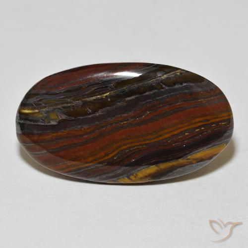 32.51ct 天然 彩色 虎眼石矩阵, 椭圆形, 不透明