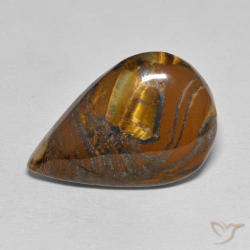 28.22ct 天然 中褐色 虎眼石矩阵, 梨形, 不透明
