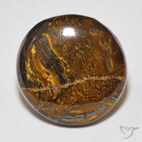 37.96ct 天然 暖棕 虎眼石矩阵, 圆形的, 不透明