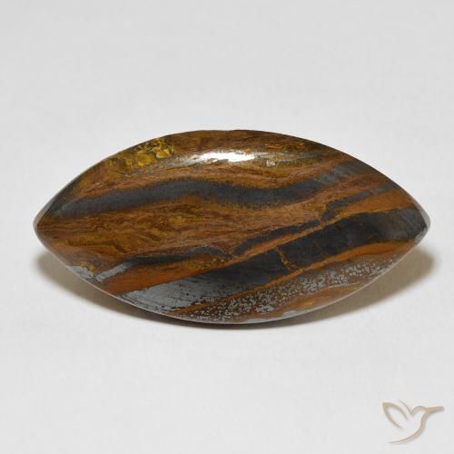 58.70ct 天然 黄棕色 虎眼石矩阵, 榄尖形, 不透明