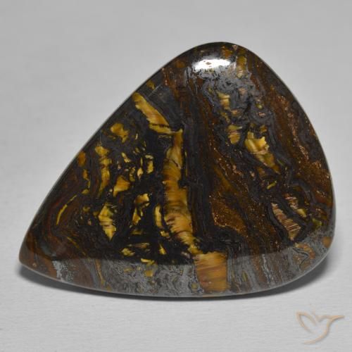 48.89ct 天然 彩色 虎眼石矩阵, 梨形, 不透明