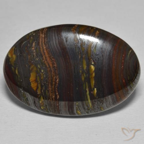 35.34ct 天然 彩色 虎眼石矩阵, 椭圆形, 不透明
